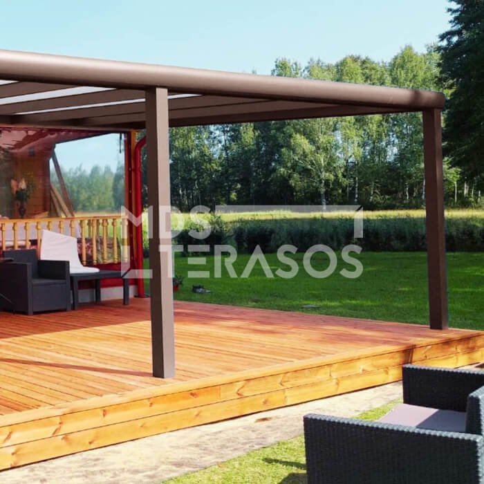 Brązowy aluminiowy daszek Stuttgart 4,1m głębokości, opcjonalna szerokość - obrazek 4