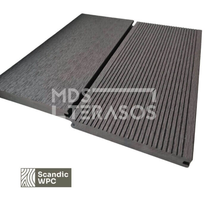 Deska tarasowa Scandic WPC Volcanic Grey kolor 20x140x4200 ryflowana/czesana rdzeń pełny - obrazek 4