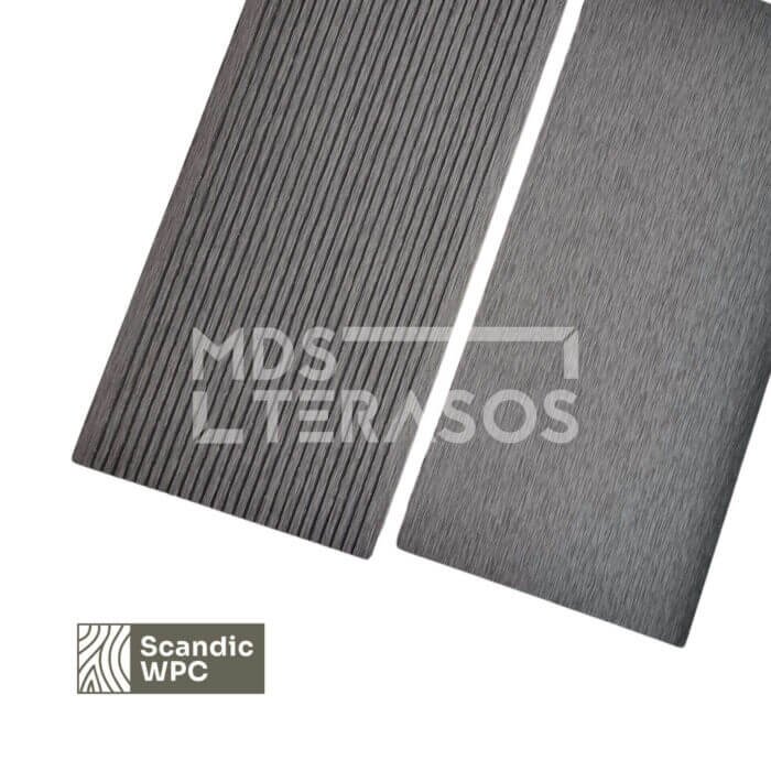 Deska tarasowa Scandic WPC Volcanic Grey kolor 20x140x4200 ryflowana/czesana rdzeń pełny - obrazek 3