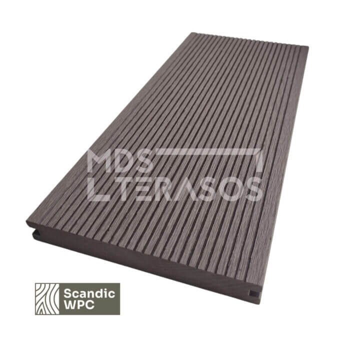 Deska tarasowa Scandic WPC kolor Espresso 20x140x4200 ryflowana/czesana rdzeń pełny - obrazek 4