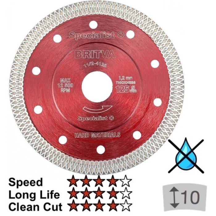 Tarcza diamentowa do cięcia kamienia BRITVA, 125 x 1,2 x 22 mm SPECIALIST - obrazek 2