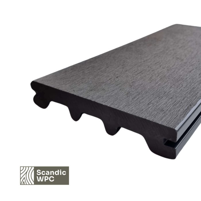 Deska tarasowa Scandic WPC w kolorze Volcanic Grey, 24x146x4200, szczotkowana - obrazek 3